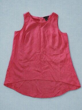 Grace Elements 1X 100% Linen Magenta Hi Low Tunic Top Sleeveless A Line Plus Siz